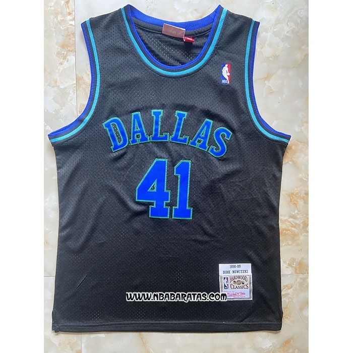 Camiseta Nino Dallas Mavericks Dirk Nowitzki #41 Mitchell & Ness 1998-99 Negro